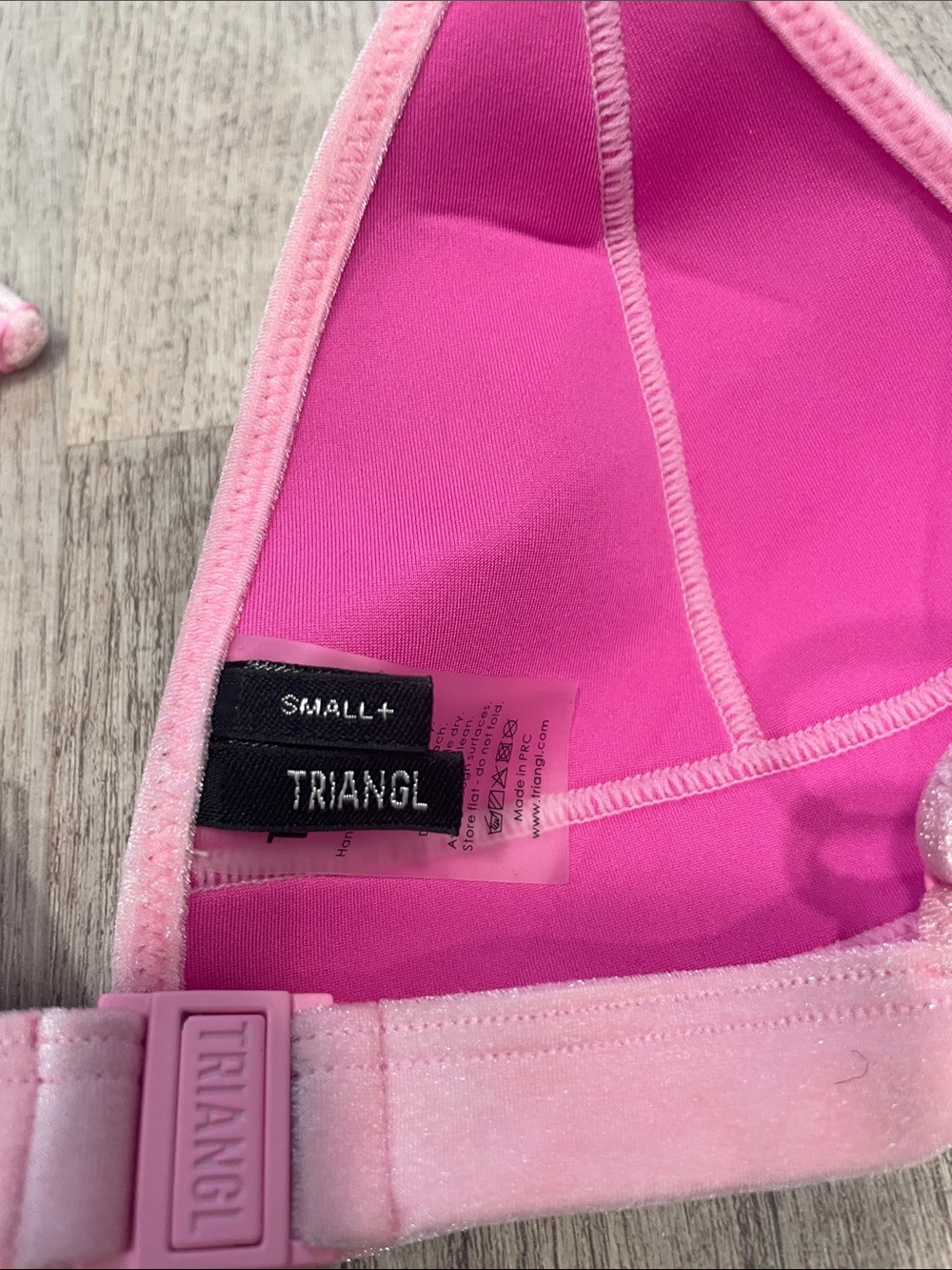 triangl swimwear Pink and Coral Kids Two-Piece Bikini with Pink Drawstring Bag - Picture 3 of 4